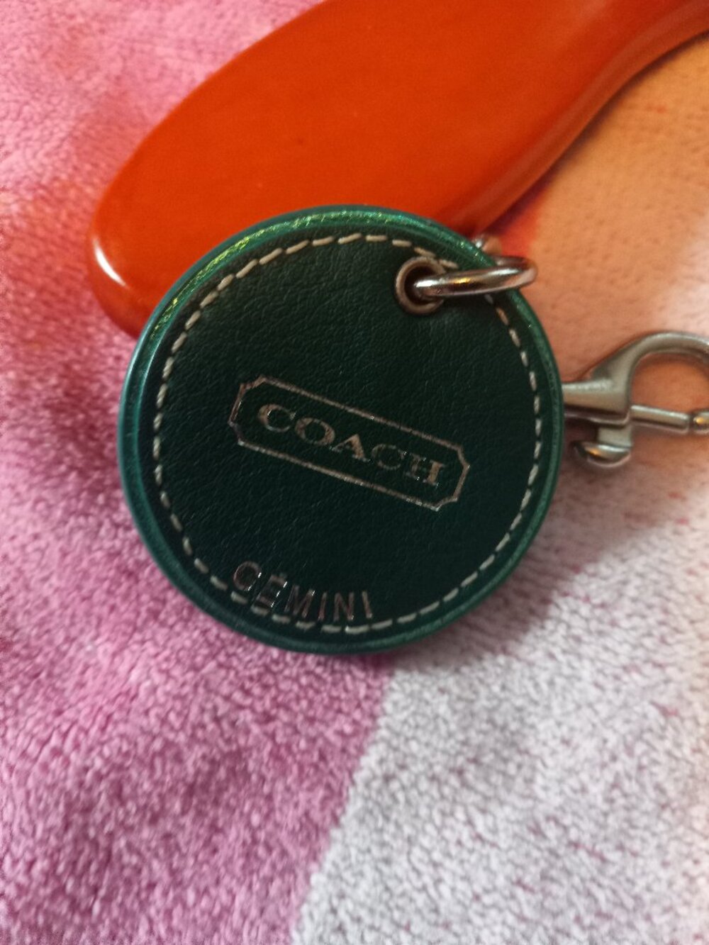 Vintage (Discontinued) Coach Gemini Leather Fob or Key Chain Charm